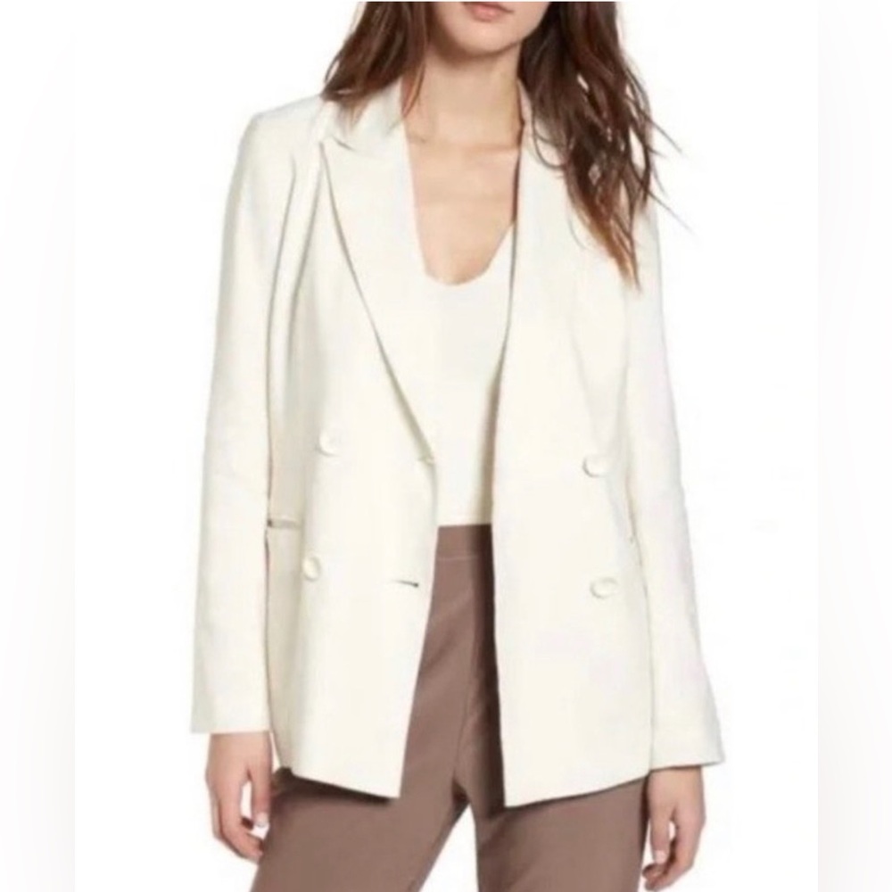 Cream Linen Double Breasted Blazer by Leith - size Small